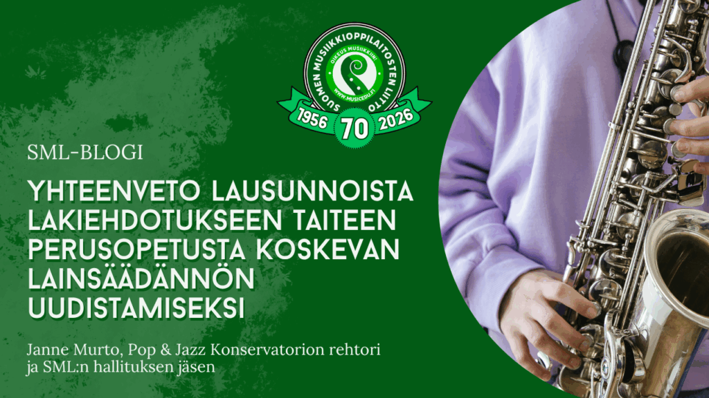Yhteenveto lausunnoista lakiehdotukseen taiteen perusopetusta koskevan lainsäädännön uudistamiseksi.
Janne Murto, rehtori, Pop & Jazz Konservatorio